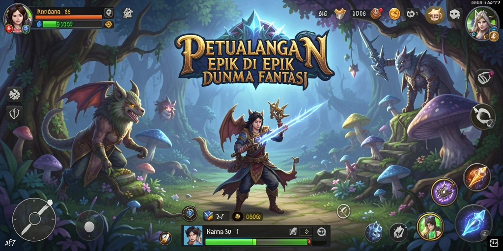 Tampilan utama gameplay API77 menampilkan pertarungan seru di dunia fantasi.