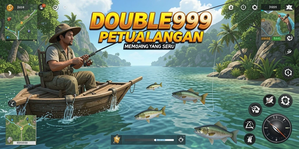 Screenshot gameplay menampilkan pemain menangkap ikan di laut.