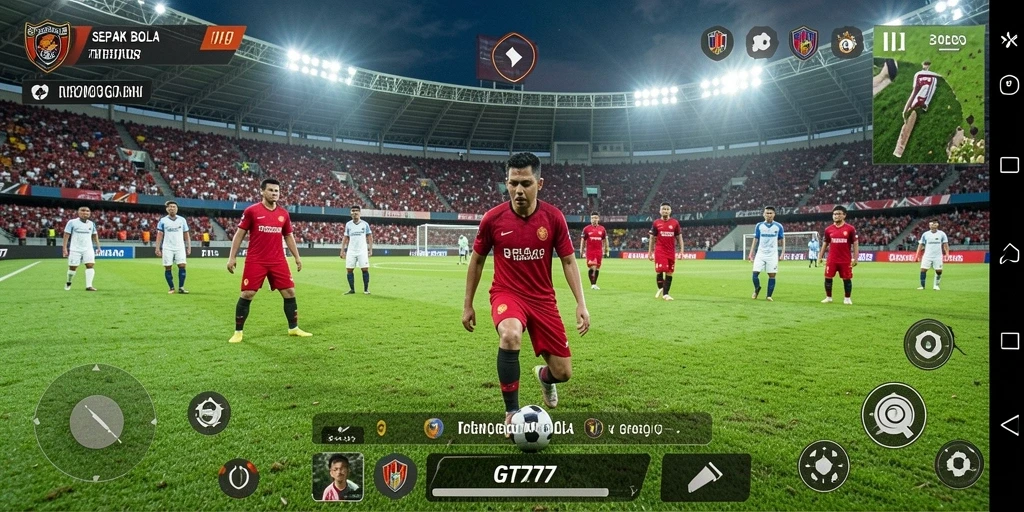 Gameplay GT777 yang mendebarkan dengan aksi sepak bola yang intens.