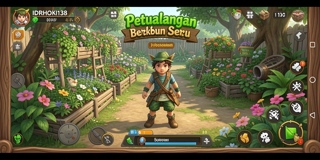 Tampilan gameplay <strong>IDRHOKI138</strong> yang menggambarkan aktivitas pertanian seru.