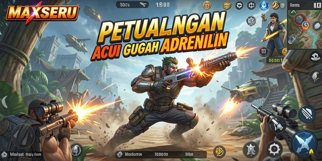 Tampilan screenshot MAXSERU yang menunjukkan aksi mendebarkan.