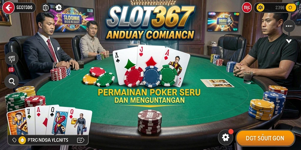 Tampilan gameplay yang mendebarkan dalam permainan Poker SLOT367.