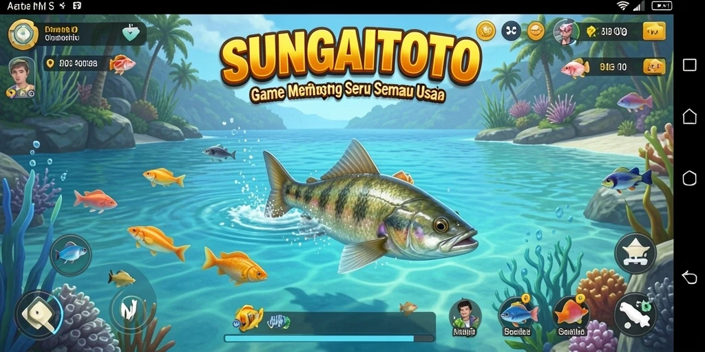 Screenshot utama SUNGAITOTO menampilkan gameplay memancing yang seru.