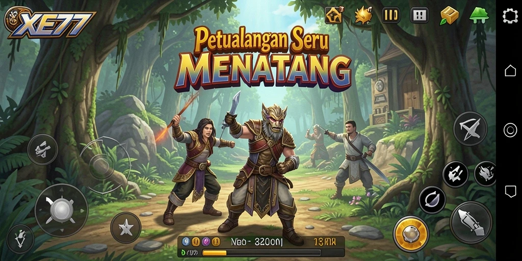 Screenshot utama XE77 menampilkan momen seru dalam gameplay petualangan.